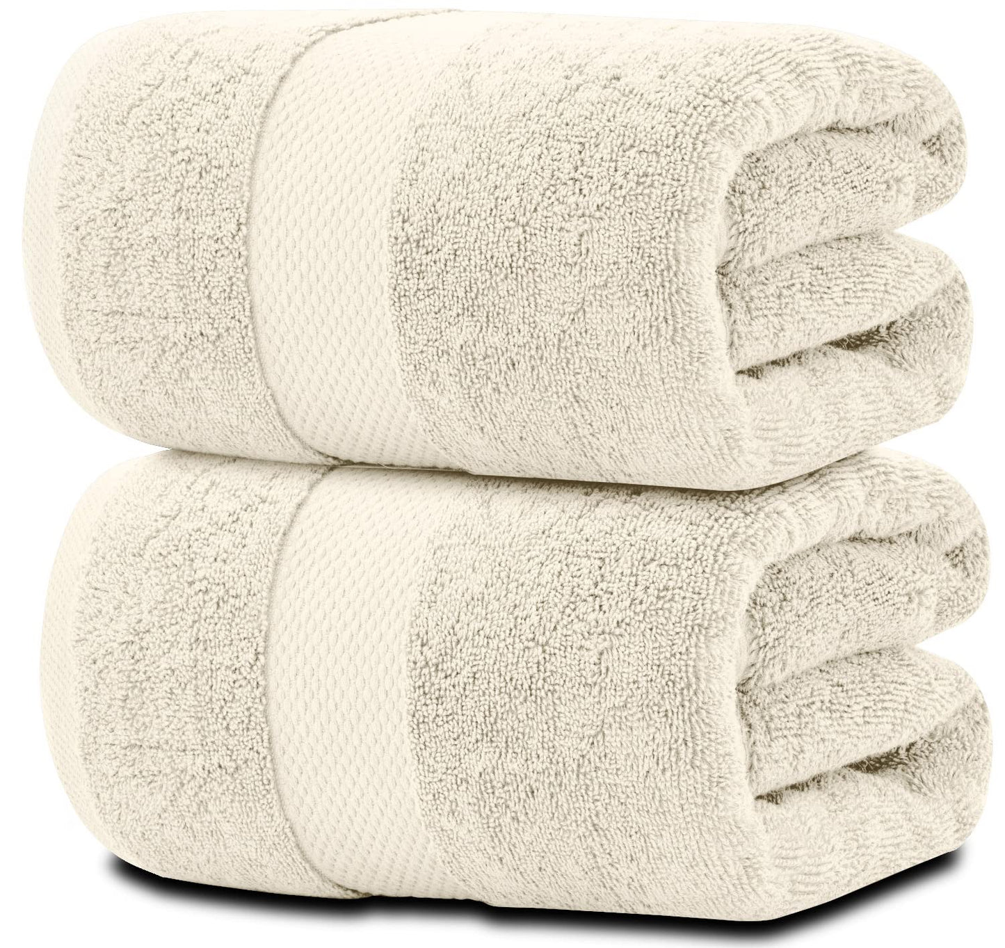 White Classic Ivory Soft Luxury Bath Towels - 650 GSM Cotton Luxurious Bath Towels Extra Large 35x70 | Highly Absorbent & Quick Dry