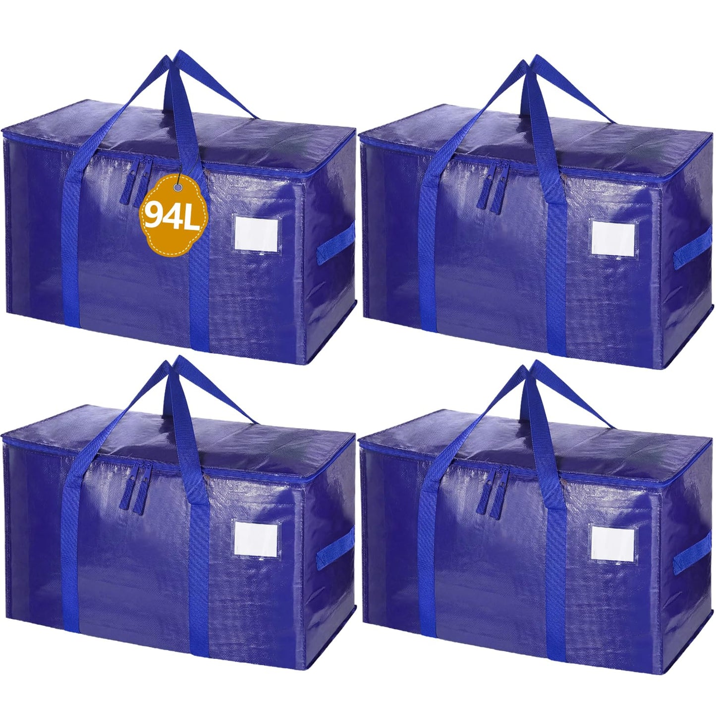 YINKIGI 4 Pcs Extra Large Strong Moving Bags, 94L Storage Bags with Zips