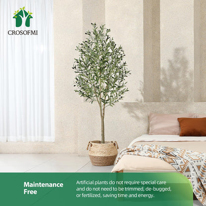 CROSOFMI Artificial Olive Tree 180cm Big tall Fake Plants, Artificial Olive Silk Plants Indoors in Pots, Faux Tropical large artificial plant suitable