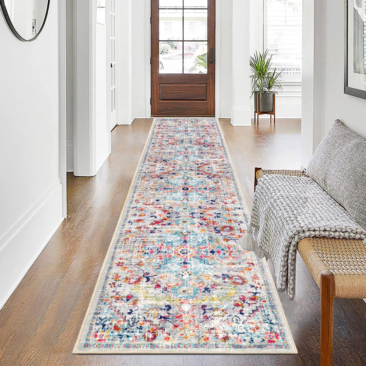 SHACOS Hallway Runner 60x305cm Non Slip Carpet Runners for Hallway Long Shaggy Hall Runner Washable Distressed Floor Carpet Low Pile Non Shedding Area