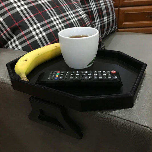 Forzaddik Side Tables Sofa Armrest Clip-On Table, Recliner Armchair Organizer Tray, Food Grade Plastic Material Black