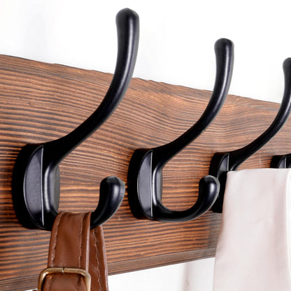 SKOLOO Farmhouse Style Wall Mounted Coat Rack, Pine Solid Wood Coat Hook Hanger - 5 Hooks for Hanging Clothes Robes Towels Coats