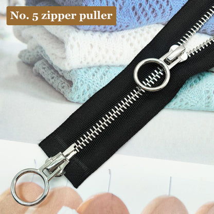 XCSJ #5 Zip 70 cm, Metal Zip 2-Way Separable Sewing for Jackets, Coats, Down Jacket, Suitcase, Tent, Bag, DIY Sewing Craft Black, 70 cm