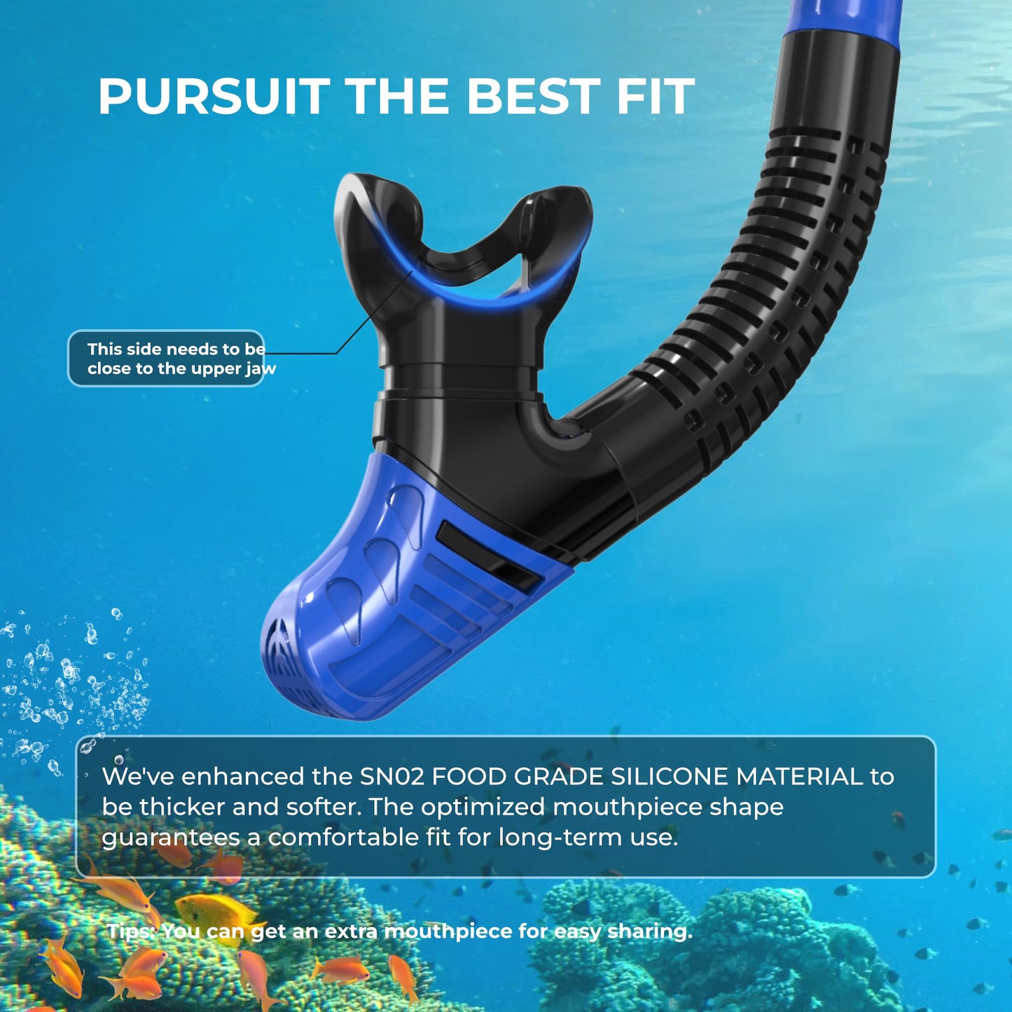 G2RISE SN02 Snorkel Set Adults - Scuba Mask Diving Goggles Dry Snorkeling Gear with Breath Easy Airflow Tech & Anti-fog Design2PACK)