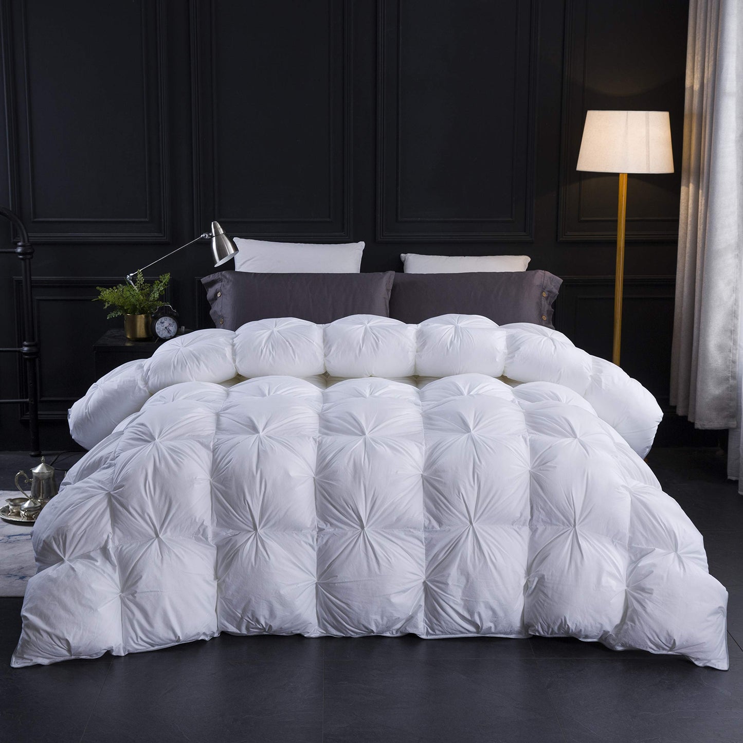 Three Geese Double Size Duvet,Goose Feather Down Duvet All Year Round 10.5 Tog, 100% Organic Cotton Cover, Double Quilt Bed Comforter (White)
