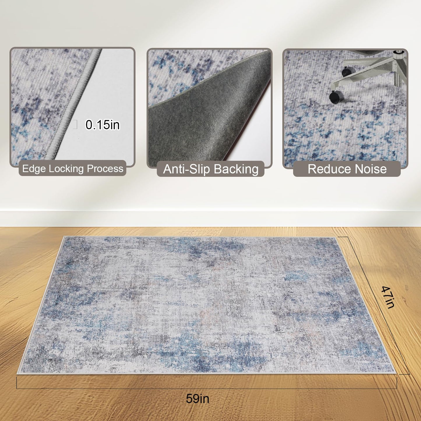 Office Chair Mat 120 x 150 cm, Floor Protector for Office Chair, Anti-Slip
