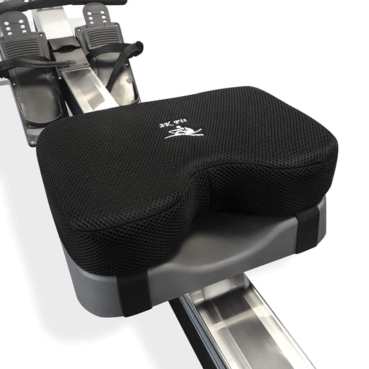 Rowing Machine Seat Cushion (Model 2) That Perfectly fits Concept 2 with Thicker Memory Foam, Washable Cover, and Straps- Also Works Great with