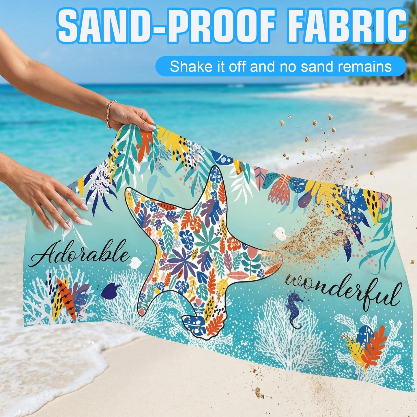 2 Pcs Microfibre Beach Towels for Adults,Microfibre Lightweight Beach Towel