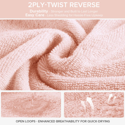 Comfort Spaces Towel Set for Bathroom 12 Piece Luxury Bath Towel Set 4 Hand Towel for Bathroom 4 Washcloth 4 Large Bath Pink Towel Sets 100% Cotton