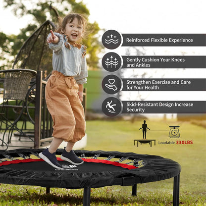 FK Sports Foldable Fitness Rebounder Trampolines, 48" Foldable Mini Trampoline, Round Mini Fitness Trampoline a indoor trampoline (48" without T bar