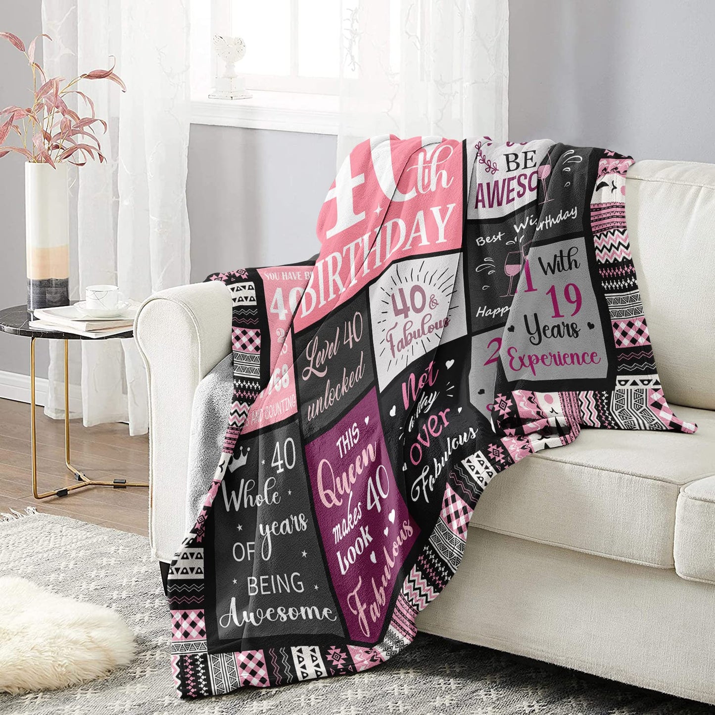 40th Birthday Gifts Women Blanket 200x150CM, 40th Birthday Decorations Women, 40th Birthday Gift Ideas, Happy 40th Birthday Gifts for Women, 1984
