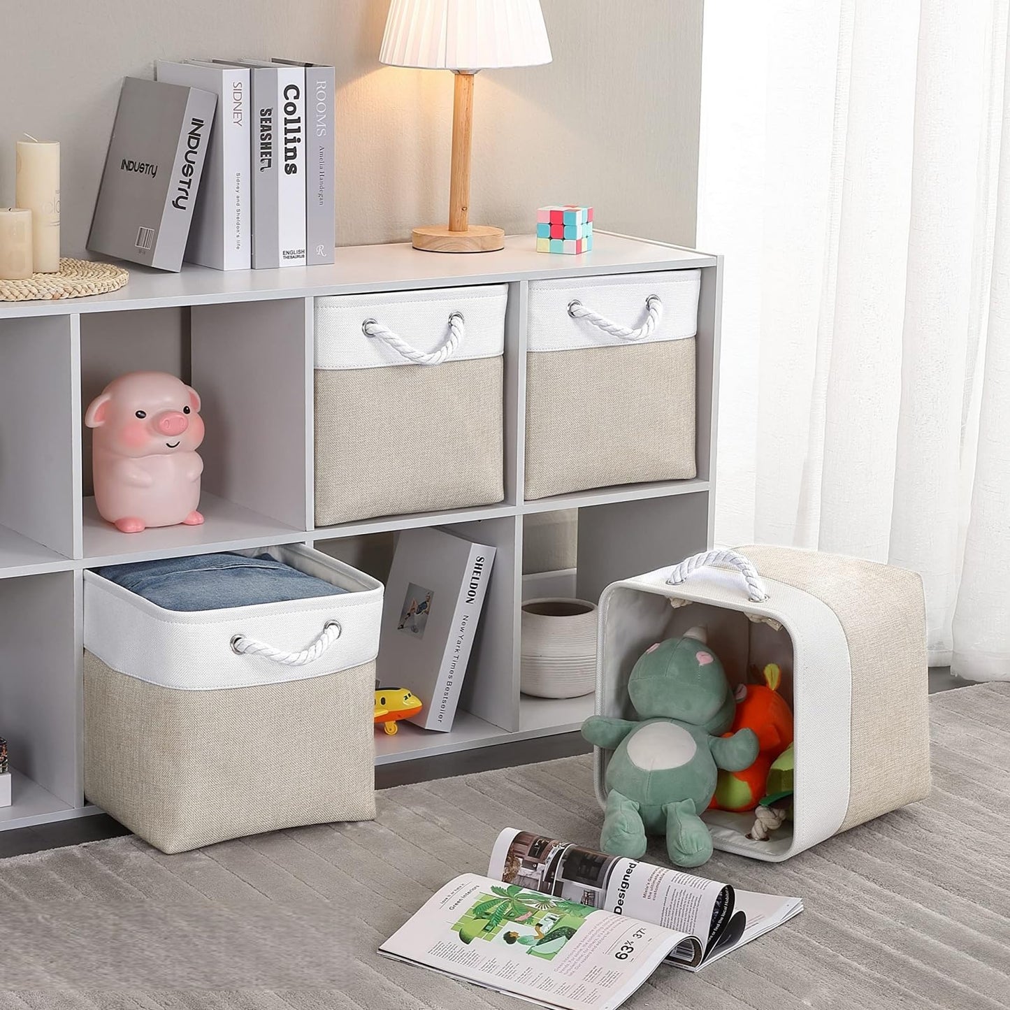 Mangata Fabric Storage Boxes, 28x28x28cm Storage Baskets Storage Cube Boxes for Organizing Clothes Shelf Nursery Home Closet