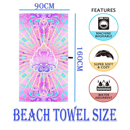 Large Thin Microfibre Beach Towel with Bag for Adult Men Women,160x90cm Pink Eyes Beach Towels Quick Dry Sand Free Lightweight Swim Bath Towel for