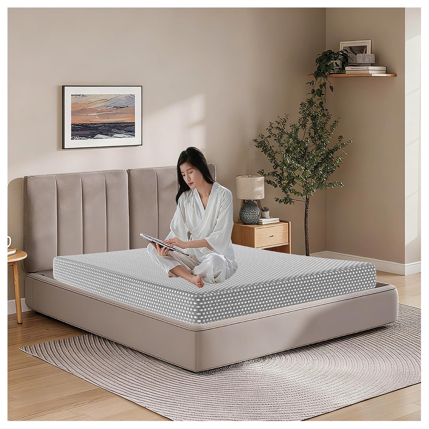 Dai Lufei Memory Foam Small Double mattress,Medium Firm Support,Mattress Protector with Zipper Removable Cover,Soft Comfort(Grey, Small Double 20cm)