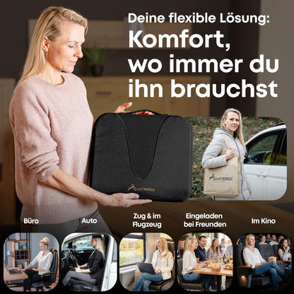 SANTERGO Ergonomic Seat Cushion Made of Moulded Foam Patented & Dimensionally Stable Chair Cushion Wedge Cushion Chair Office Chair Wheelchair Car