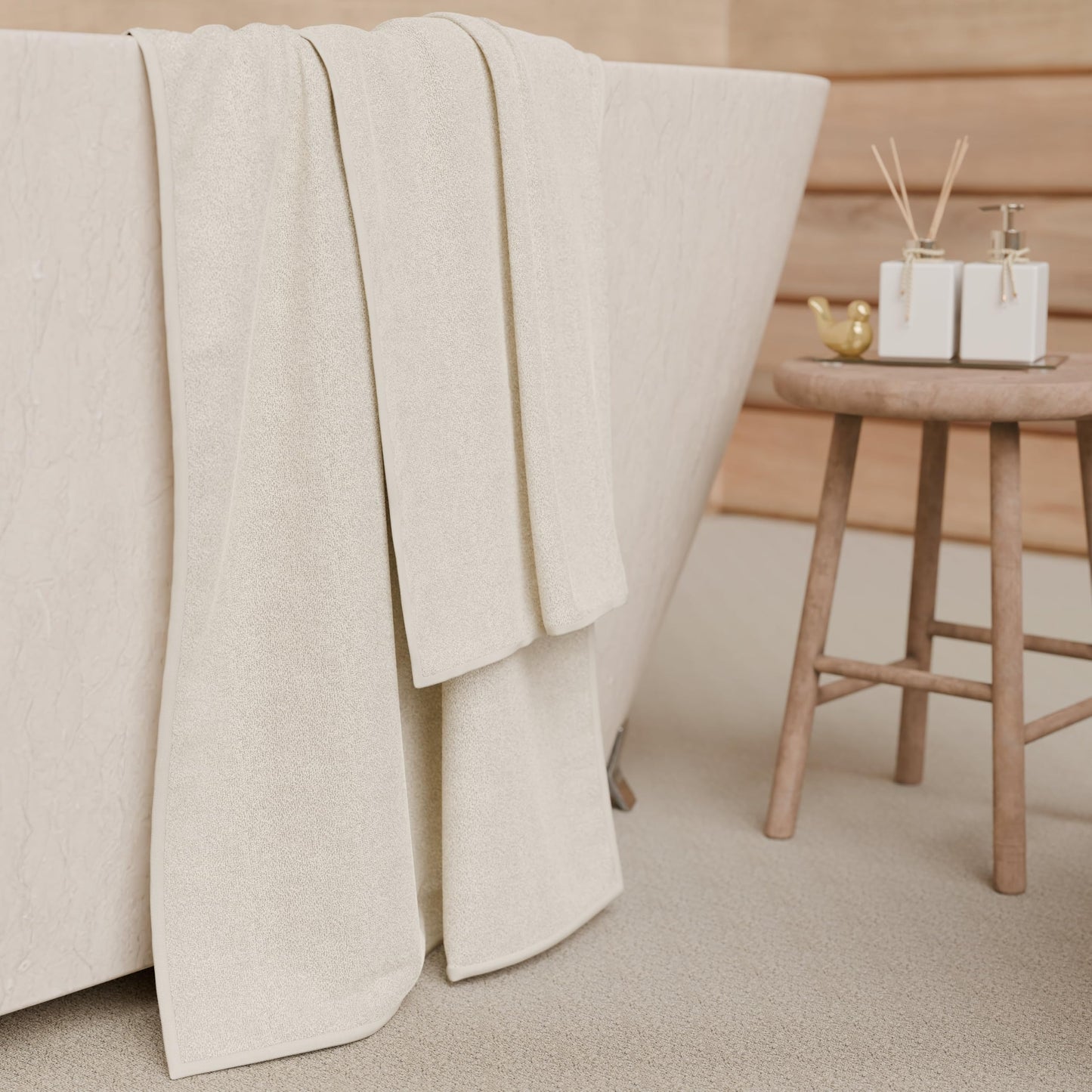 PETTI Artigiani Italiani - 100% Cotton Terry Bath Towels, 1+1 Towel Set, 2 Pieces 1 Face Towel and 1 Hand Towel, Ivory Towels