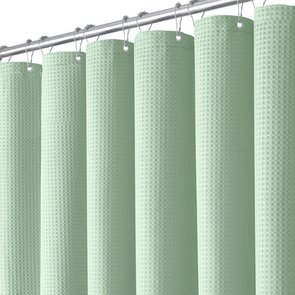 BTTN Narrow Waffle Shower Curtain, Waterproof, 92x182cm, Mint Green