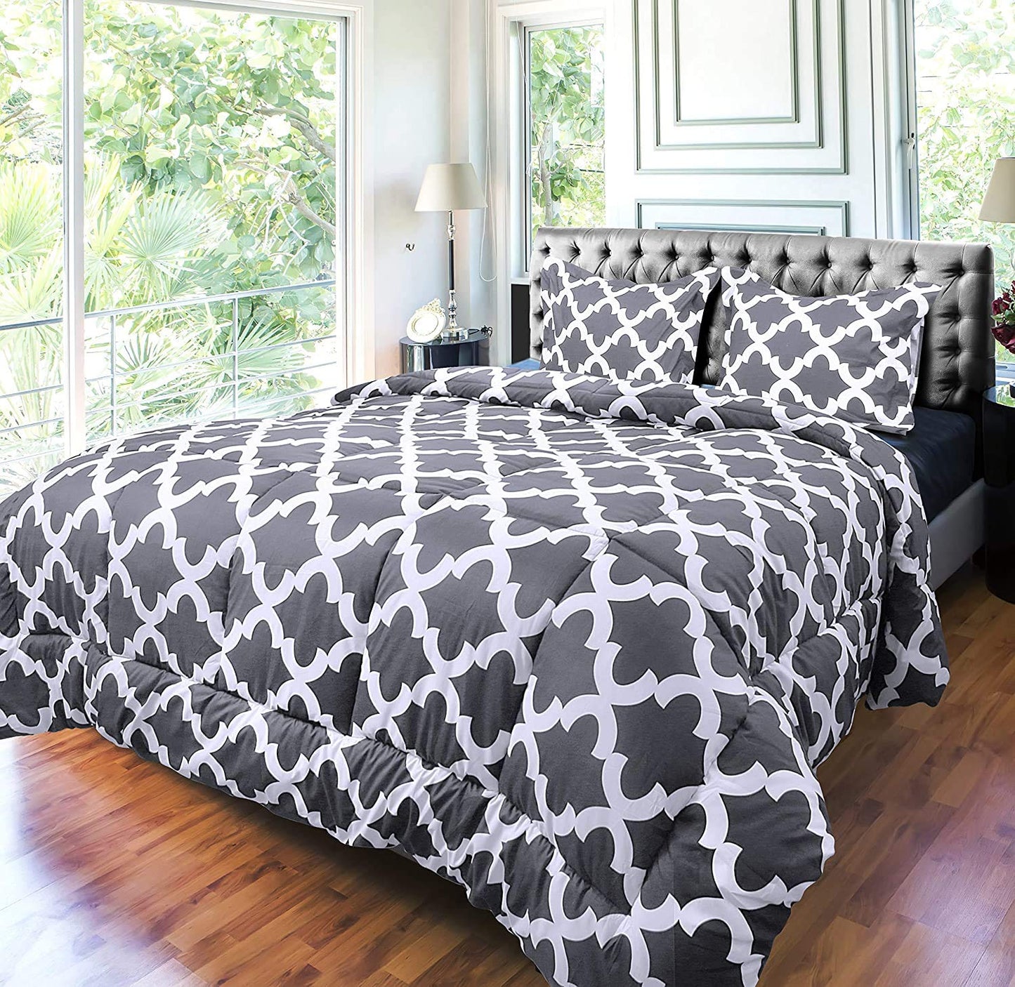 ComfyWell Double Duvet -Printed Comforter Bedspreads, Coverlets & Sets, 2 Pillowcases Warm and Anti Allergy All Season Coverless Duvet, Throws For