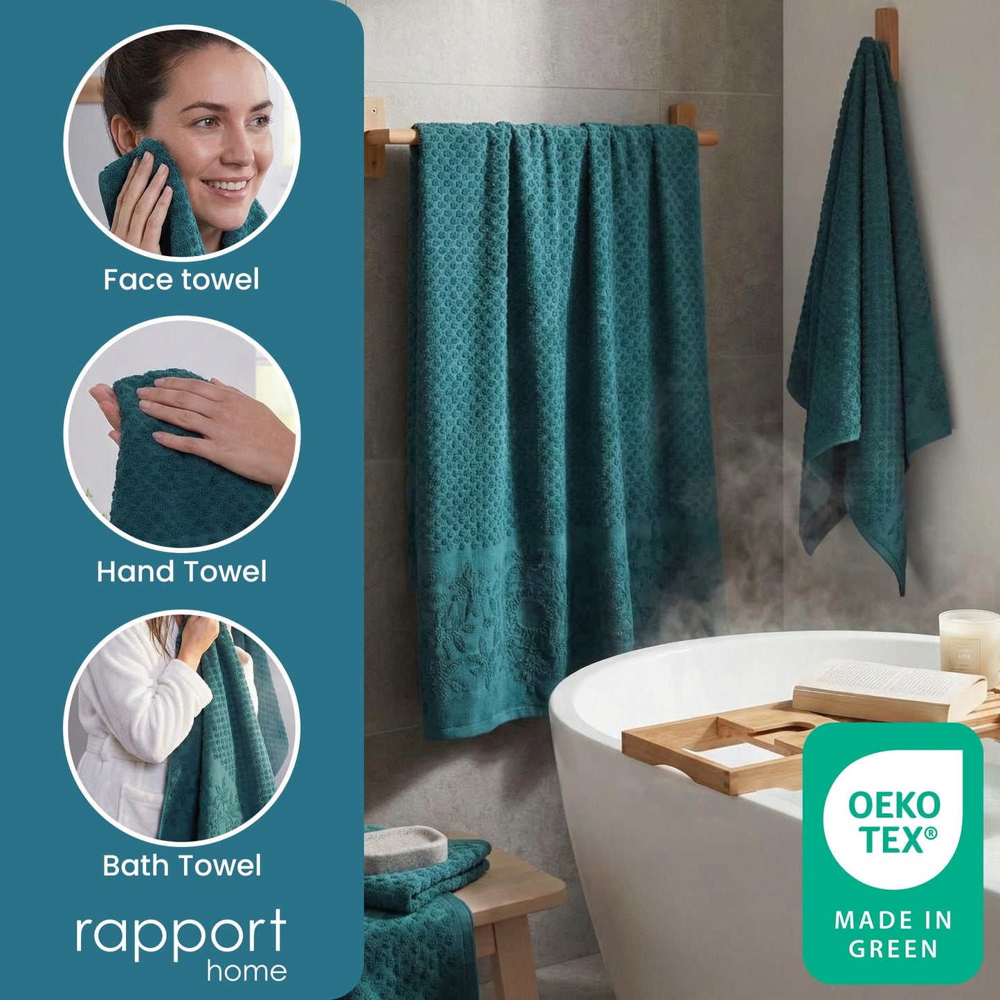 Rapport Home Versailles Jacquard 6-Piece Towel Bale | Luxurious 100% Cotton 500GSM Bathroom Set for Soft Absorbent Comfort and Elegant Style