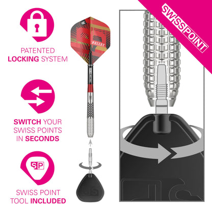 TARGET Darts Stephen Bunting G5 95% Tungsten Dart Set (22G), Steel Tip Swiss Point Darts | Generation 5 Player Edition Darts with Swiss Points,