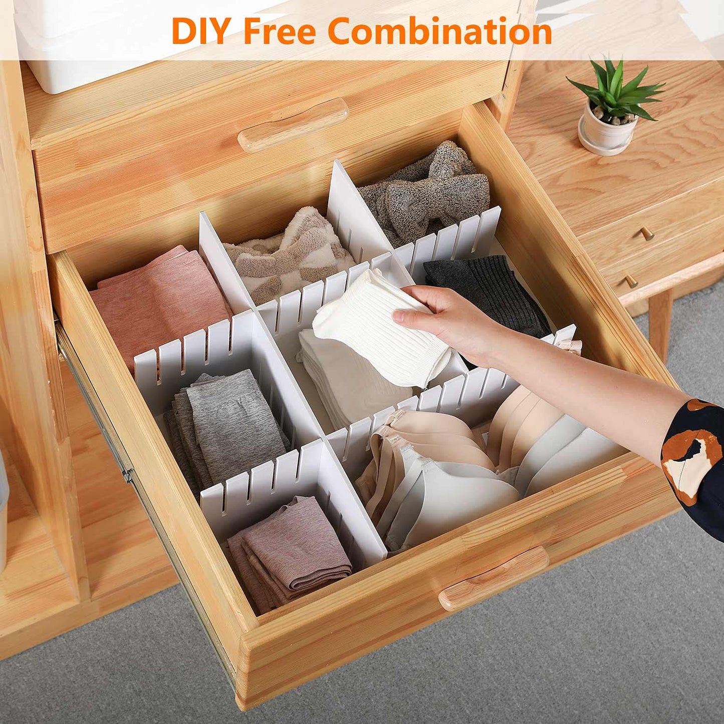 KnnRiim 12Pcs Drawer Dividers, 47 x 11 cm, Thick, PVC Drawer Storage, Adjustable Drawer Organizer Separators for Clothes, Socks, Makeup, Kitchen