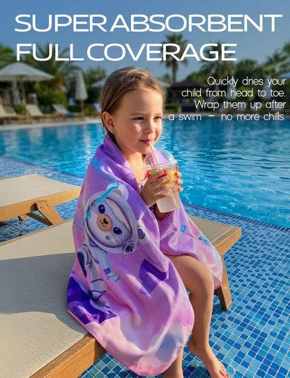 WATER TIME Cute Bear Kids Towel Folds Tiny Sand-Free 3x Fast Dry, Style-A