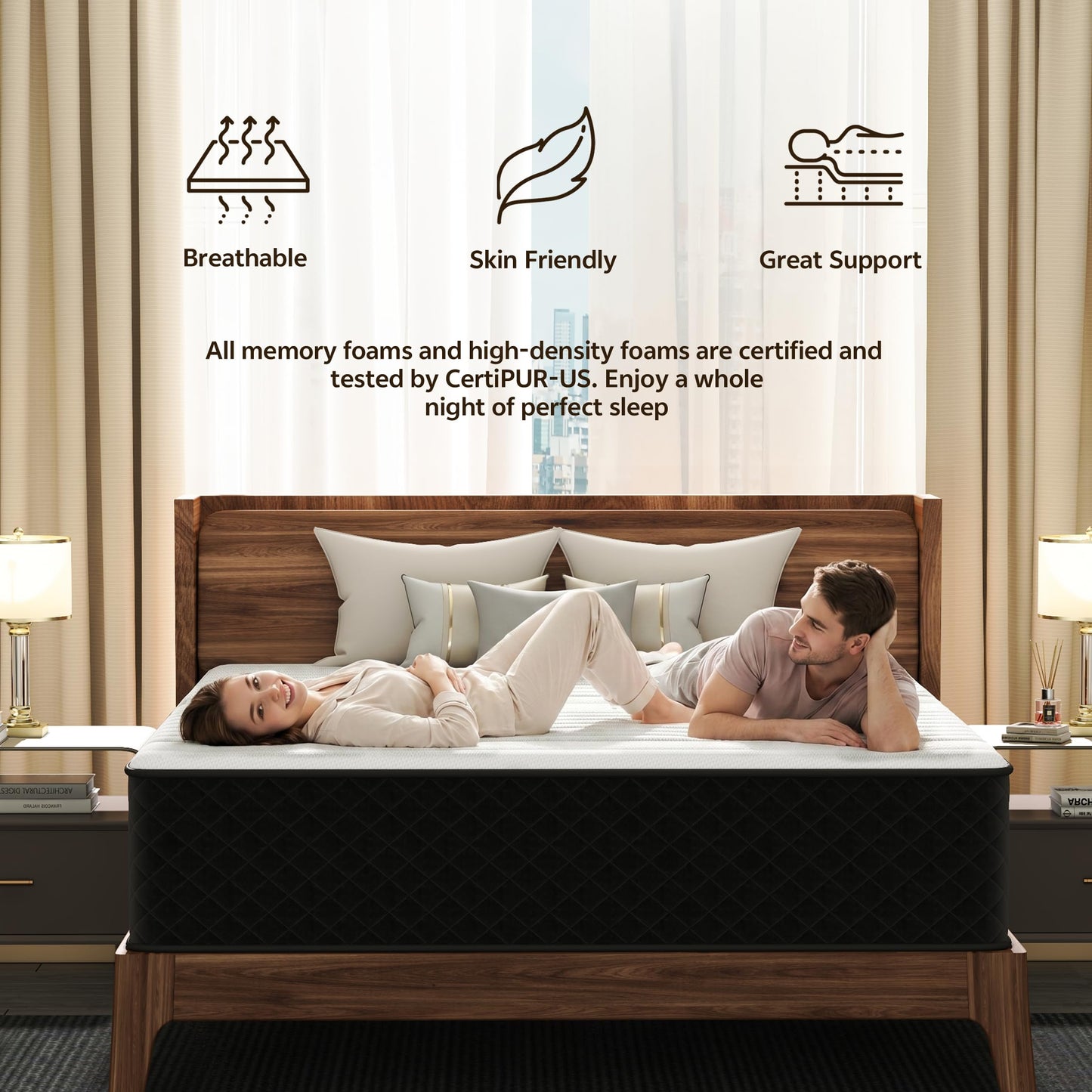 Matoresu Hybrid Double Mattresses Firm 4ft6 (135x190cm) – Extra Firm Support for Back Pain & Side Sleepers