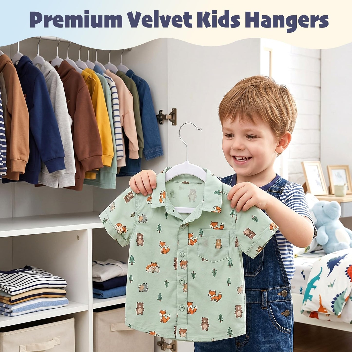 HOUSE DAY Velvet Baby Hangers 50 Pack, Premium Children's Hangers for Baby, Infant & Toddler Clothes, Durable Non Slip Baby Felt Hangers White
