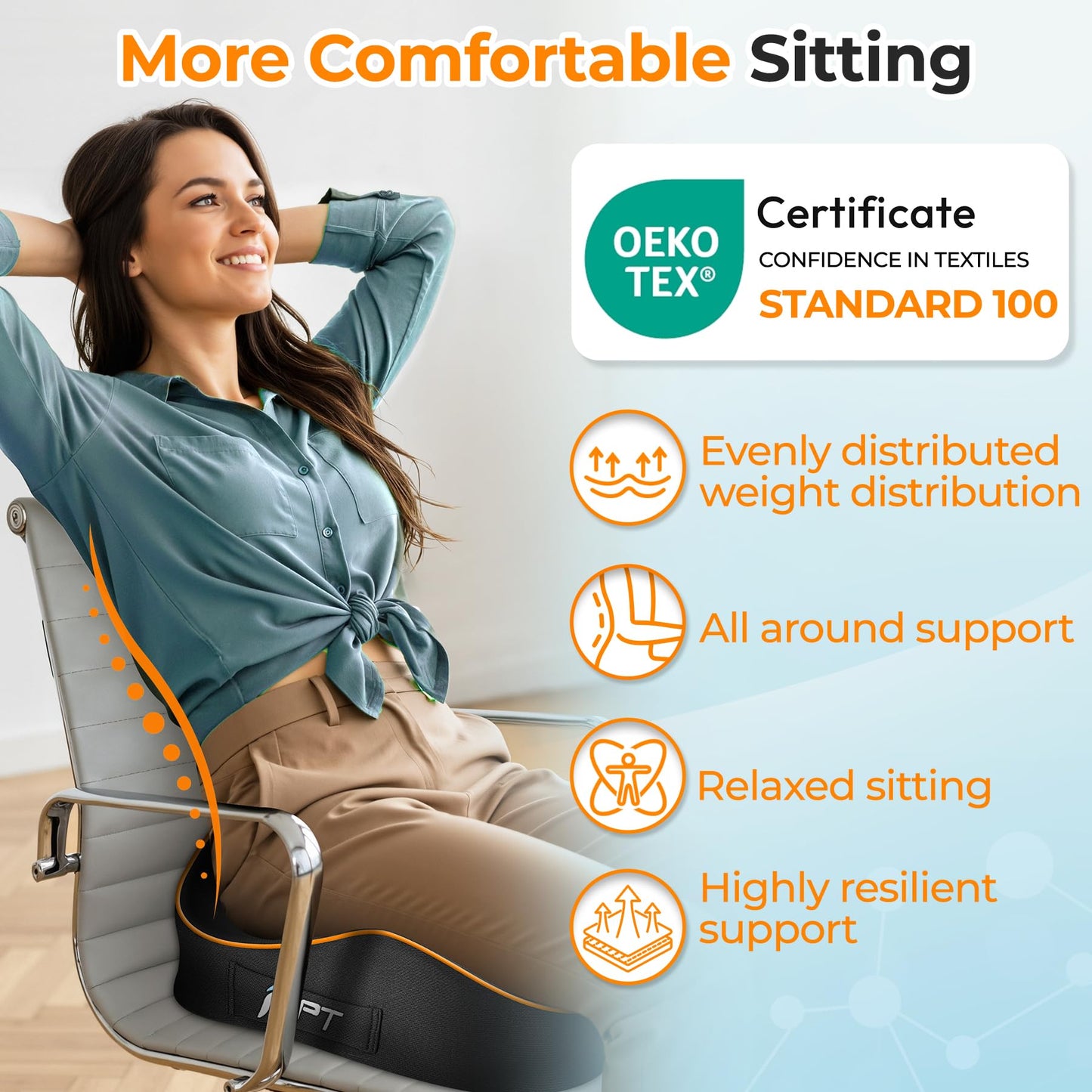POOTACK Memory Foam Seat Cushions - 2-in-1 Comfort Office Chair Cushion for Desk, Car Seat Cushion for Driving
