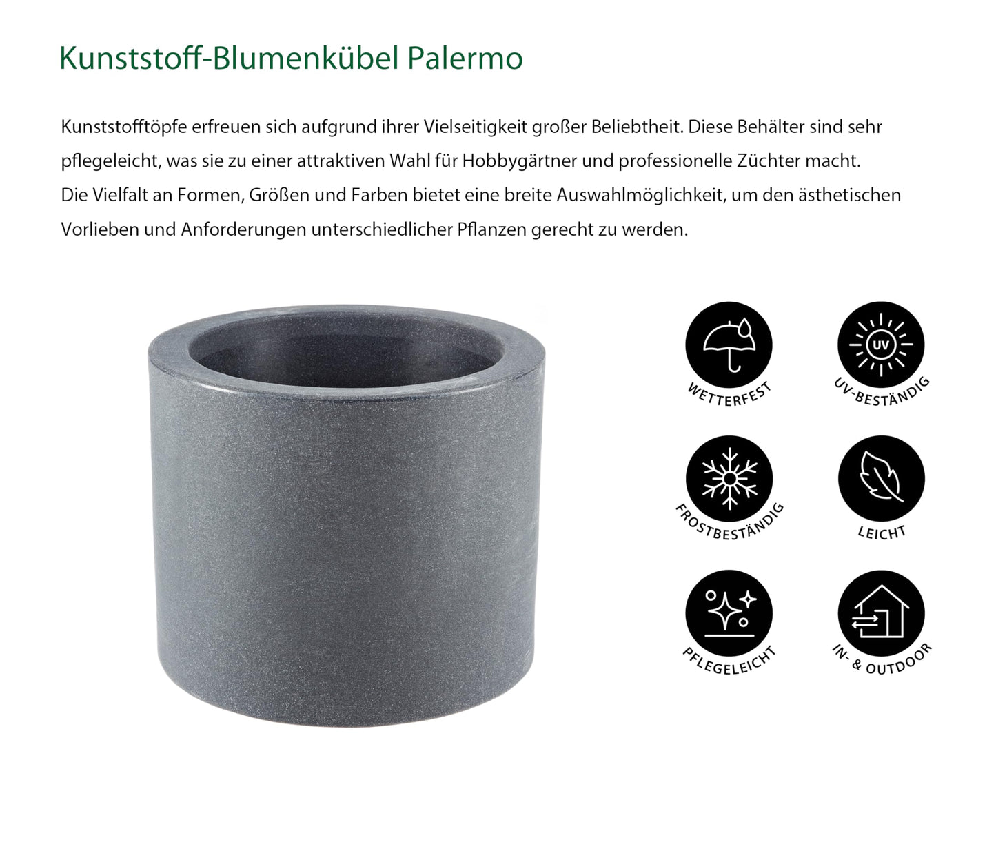 Dehner Cube Planters with Built-in Wheels, Diameter 40 cm, Plastic, Anthracite