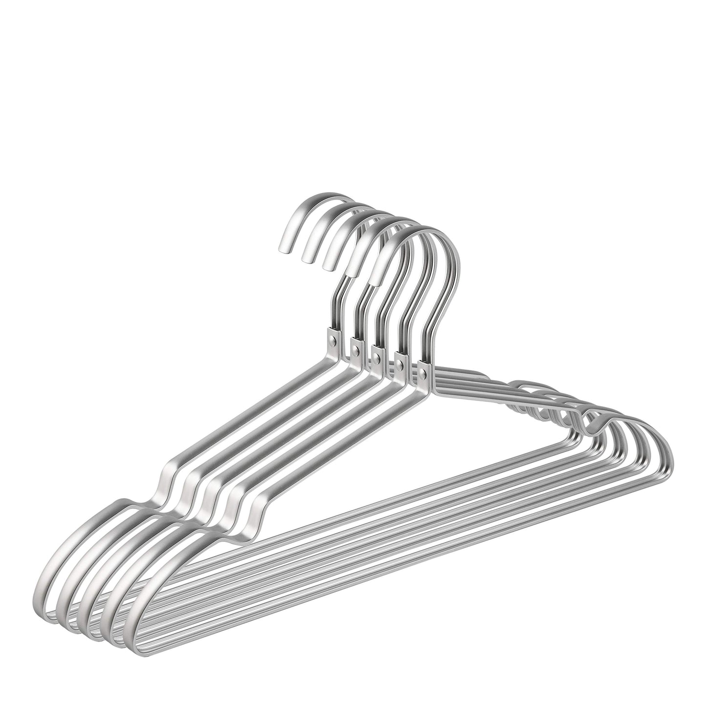 Amber Home 42cm Premium Matte Silver Aluminum Coat Hangers 20pcs, Extra Smooth & Durable Metal Clothes Hanger, Light & Sturdy Metal Rack for Suit