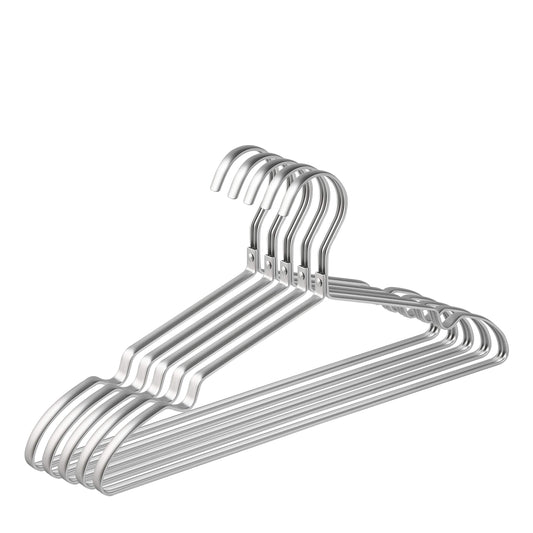 Amber Home 42cm Premium Matte Silver Aluminum Coat Hangers 20pcs, Extra Smooth & Durable Metal Clothes Hanger, Light & Sturdy Metal Rack for Suit