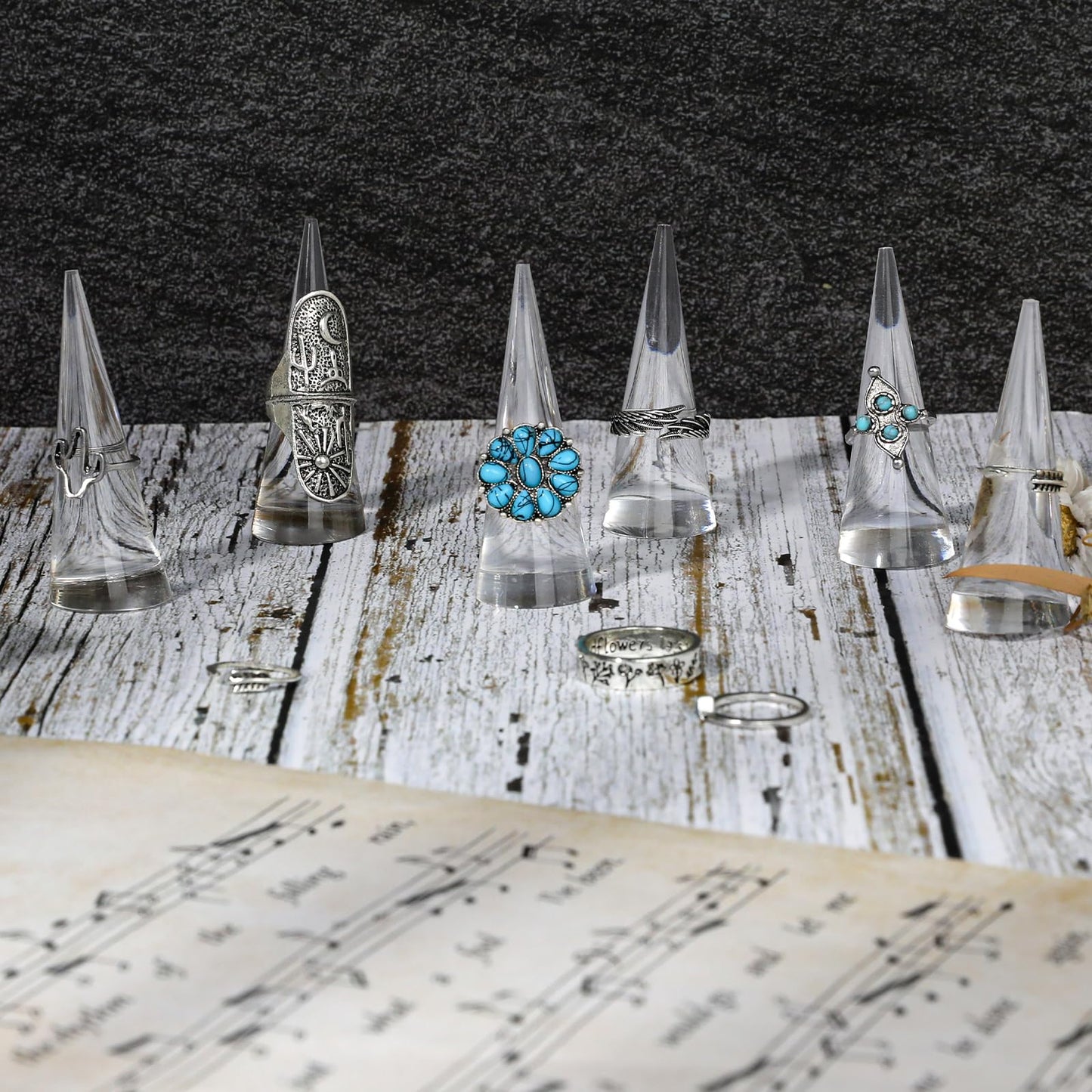 KALIONE 6Pcs Acrylic Ring Holder Ring Display, Transparent Jewelry Display Stand, Acrylic Ring Display Stand Set