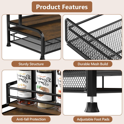 Coffee Syrup Organizer, 3-Tier 8 Bottles Coffee Syrup Stand with 35 K Cup Storage Drawer for Coffee Bar, Coffee Pod Holder for Syrup, Tea, Wine,