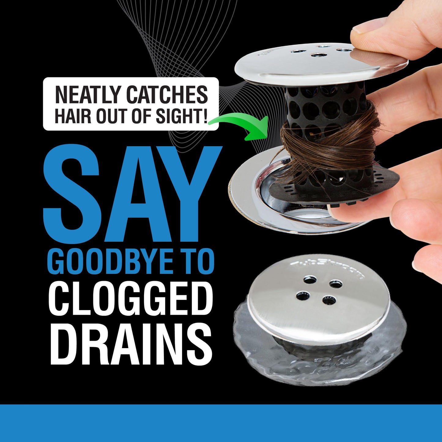 TubShroom Tub Drain Protector Hair Catcher Strainer Snare Silicone Black Standard