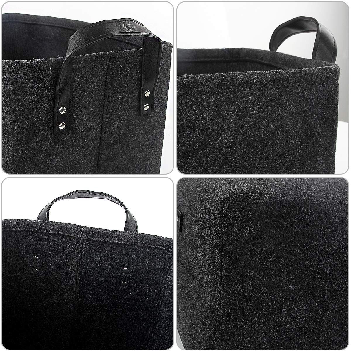 Discoball Large Felt Storage Basket Open Fabric Bins Foldable Organizer Box with Handles for Closet, Clothing, Toys, Books, Office Products