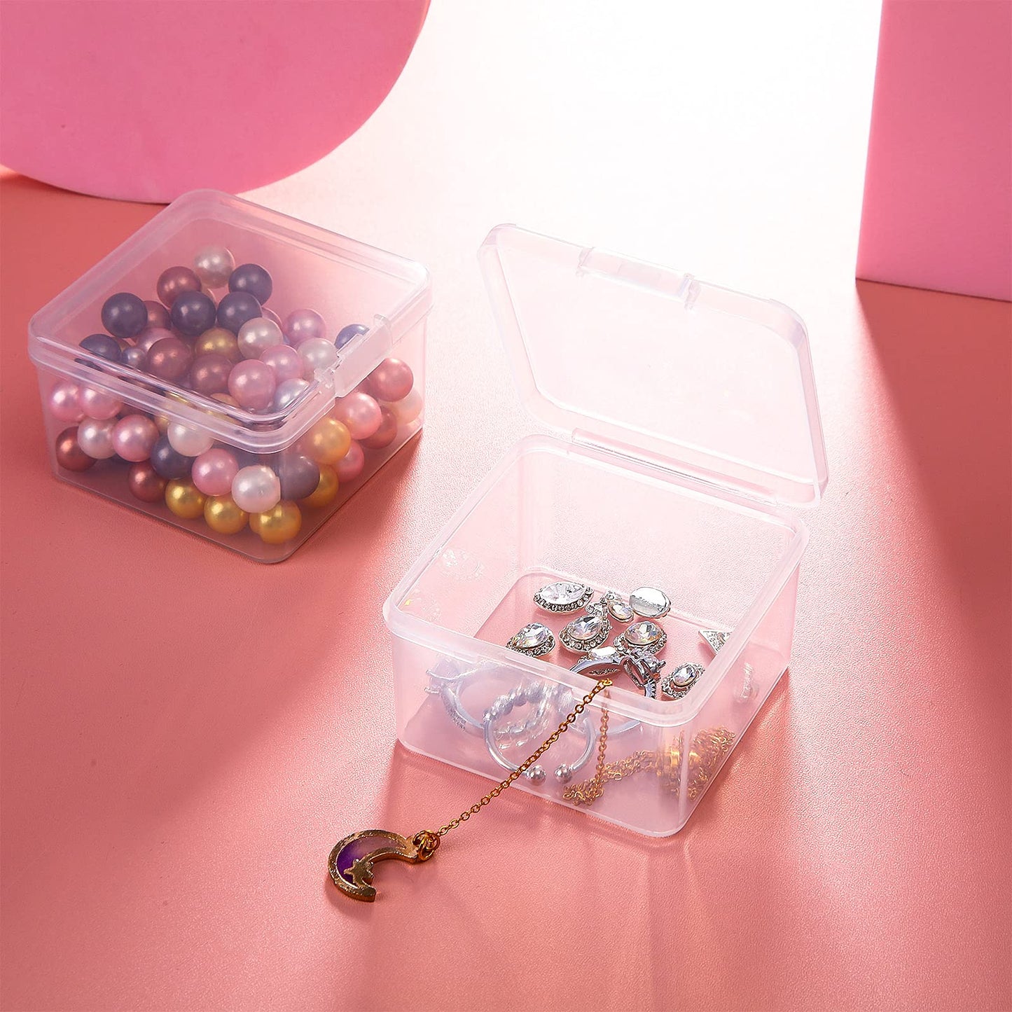 Jetec 6 Pieces Small Clear Plastic Storage Box,2.5 X 2.5 X 1.6 Inch