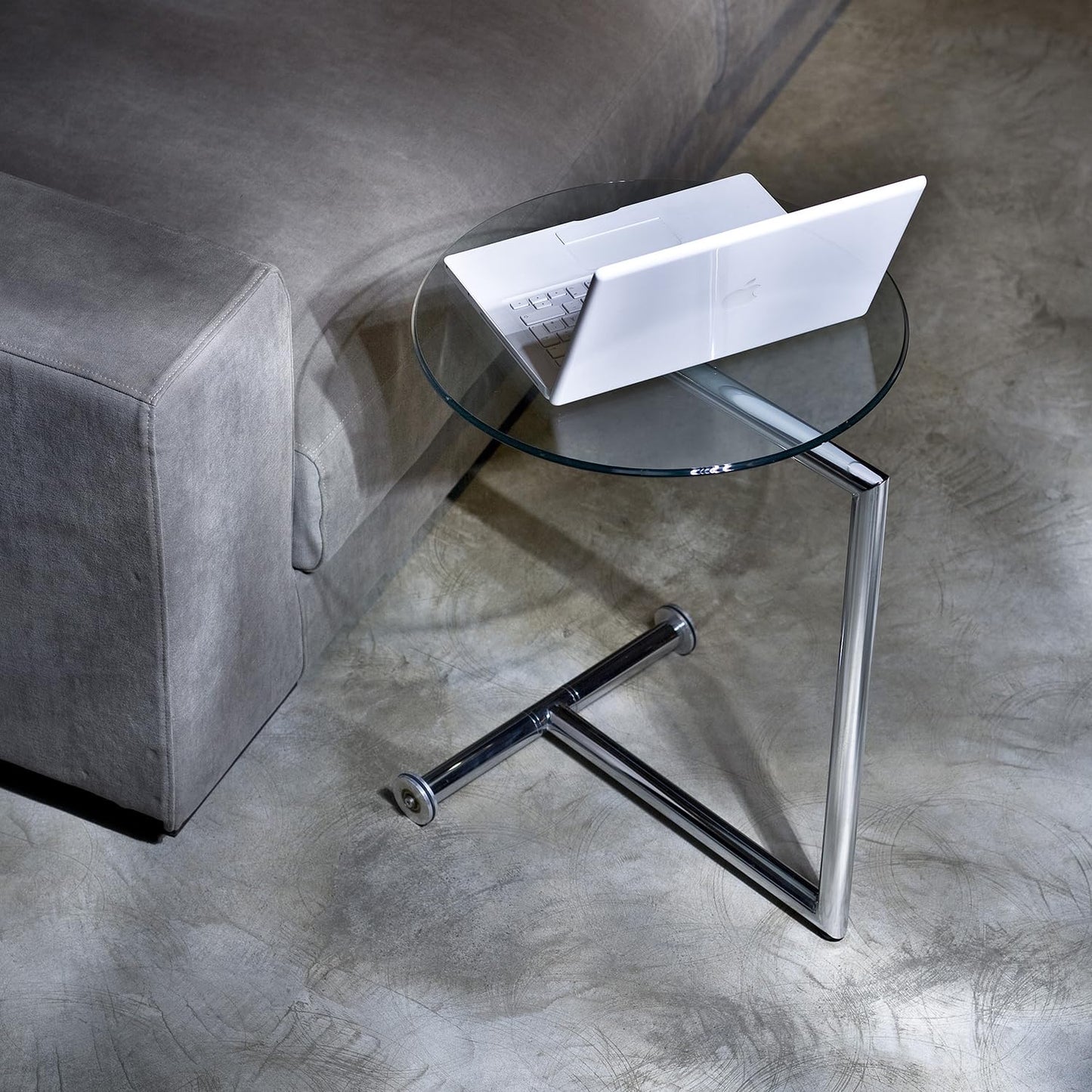 Kare Design Side Table Easy Living Clear, Silver, Steel Chromed, Safety Glass, Coffee Table, Table for Living Room, bedroom, hallway, 63x46x46 cm