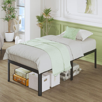 Lutown-Teen 3ft High Single Bed Frames with Rounded Corner Legs, Heavy Duty White Metal Bed Frame Single with Steel Slats Support, Single Bed 46 cm