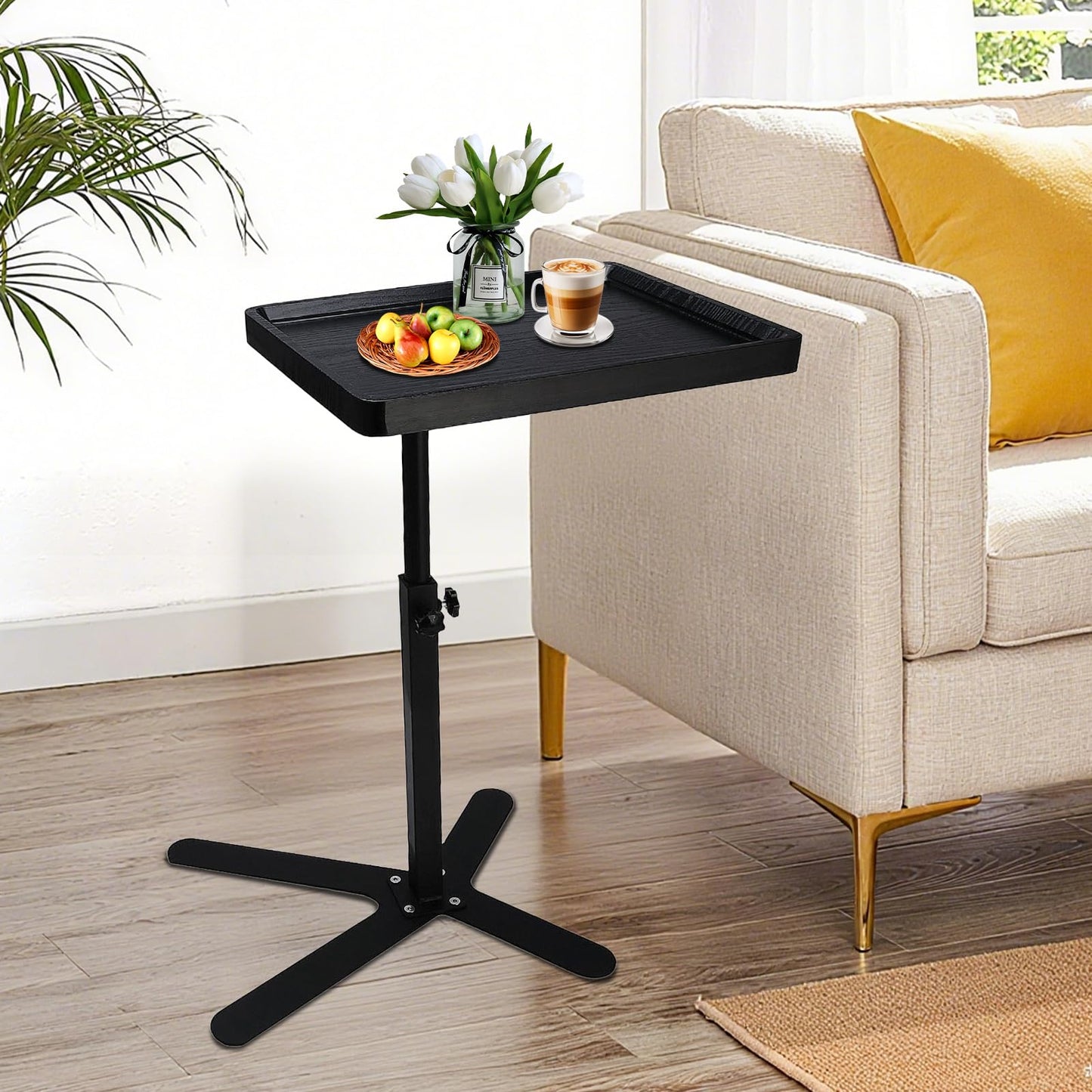 XUDREZ Adjustable X Shaped Side Table with360° Swivel Tabletop, End Table for Living Room Bedroom Sofa Bathtub Bedside Nursing