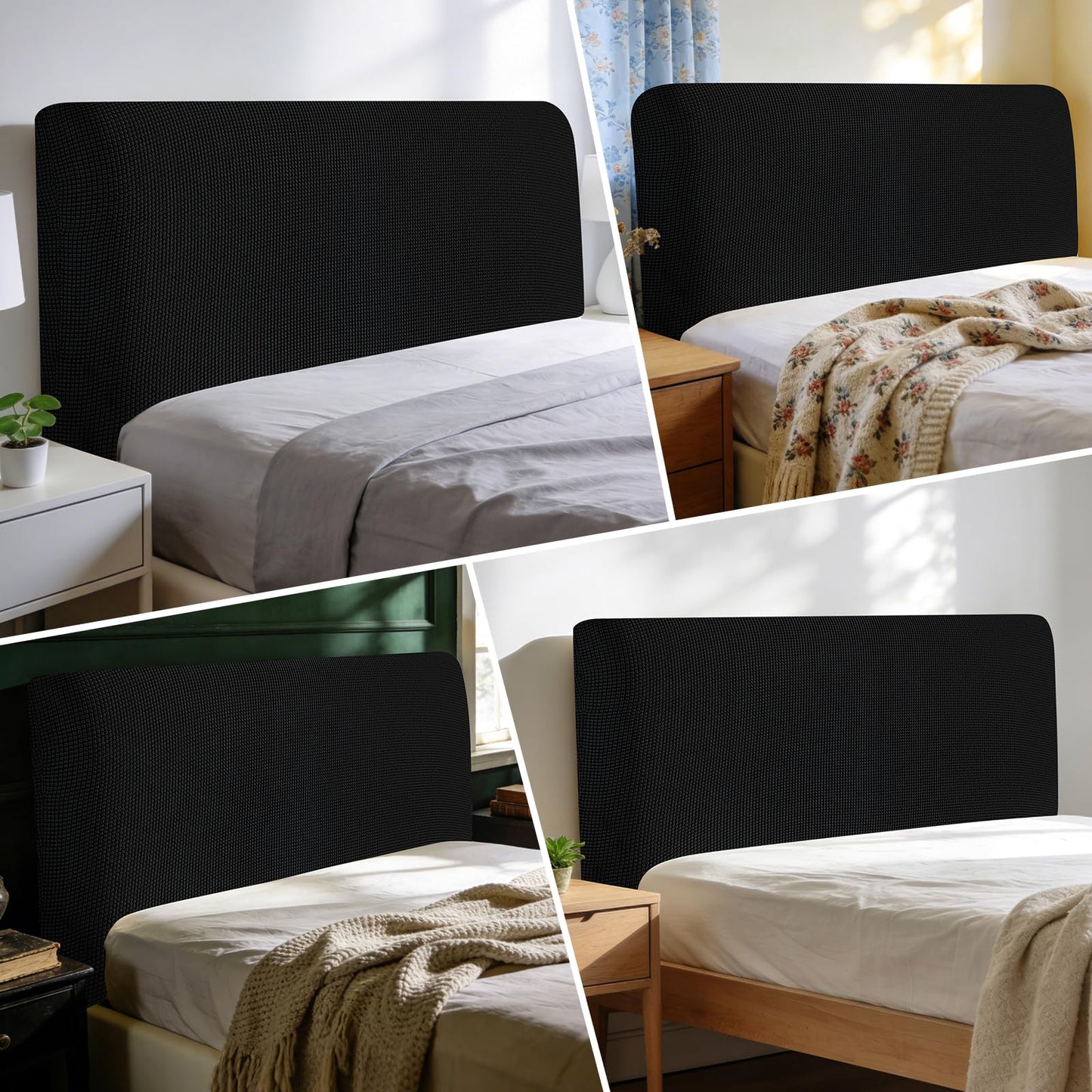 Niuoppy Bed Headboard Cover Fully Wrapped, Stretch Head Board Covers for Single Bed, Beds Headboard Protector Dustproof and Cat Scratch-proof