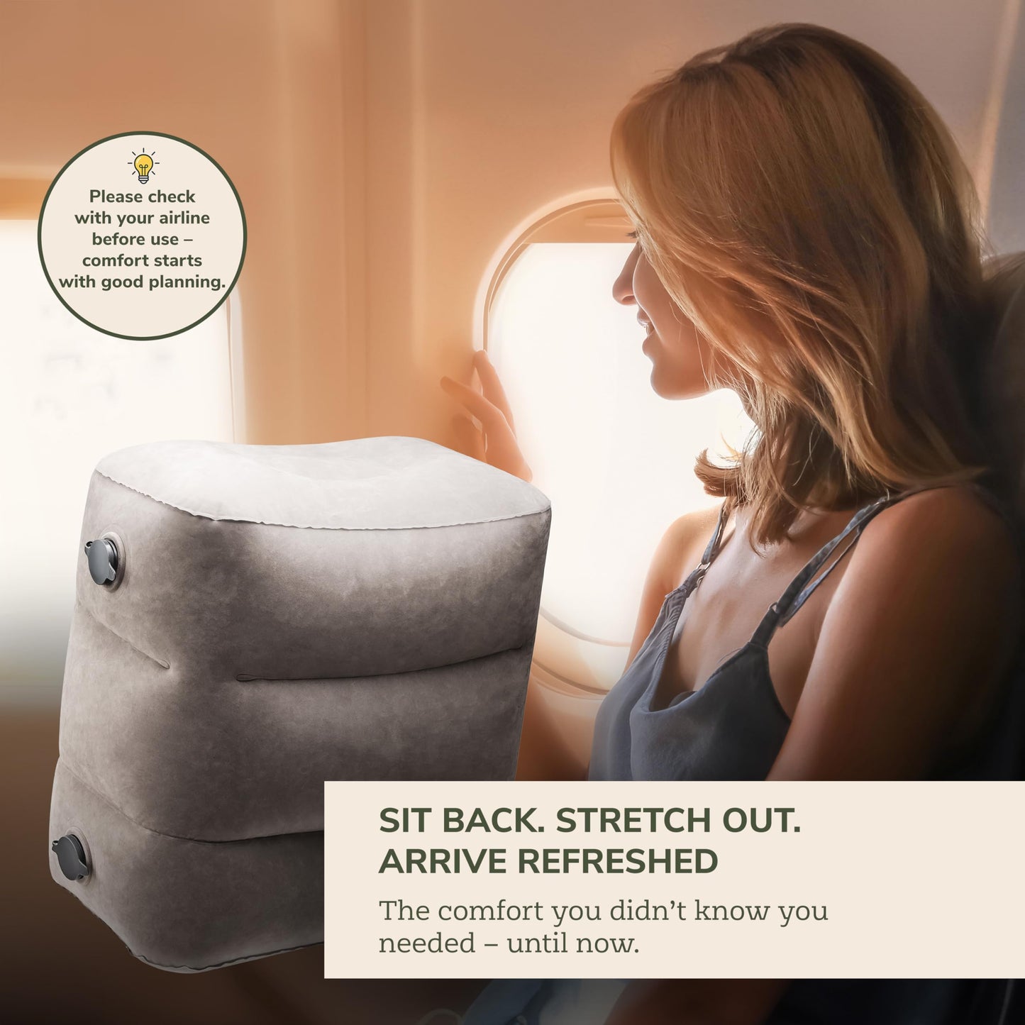 UMBAPA Inflatable Foot Rest Aeroplane | Ideal for Plane, Bus & Car | Extremely Durable & Compact | Ideal for Plane, Bus & Car
