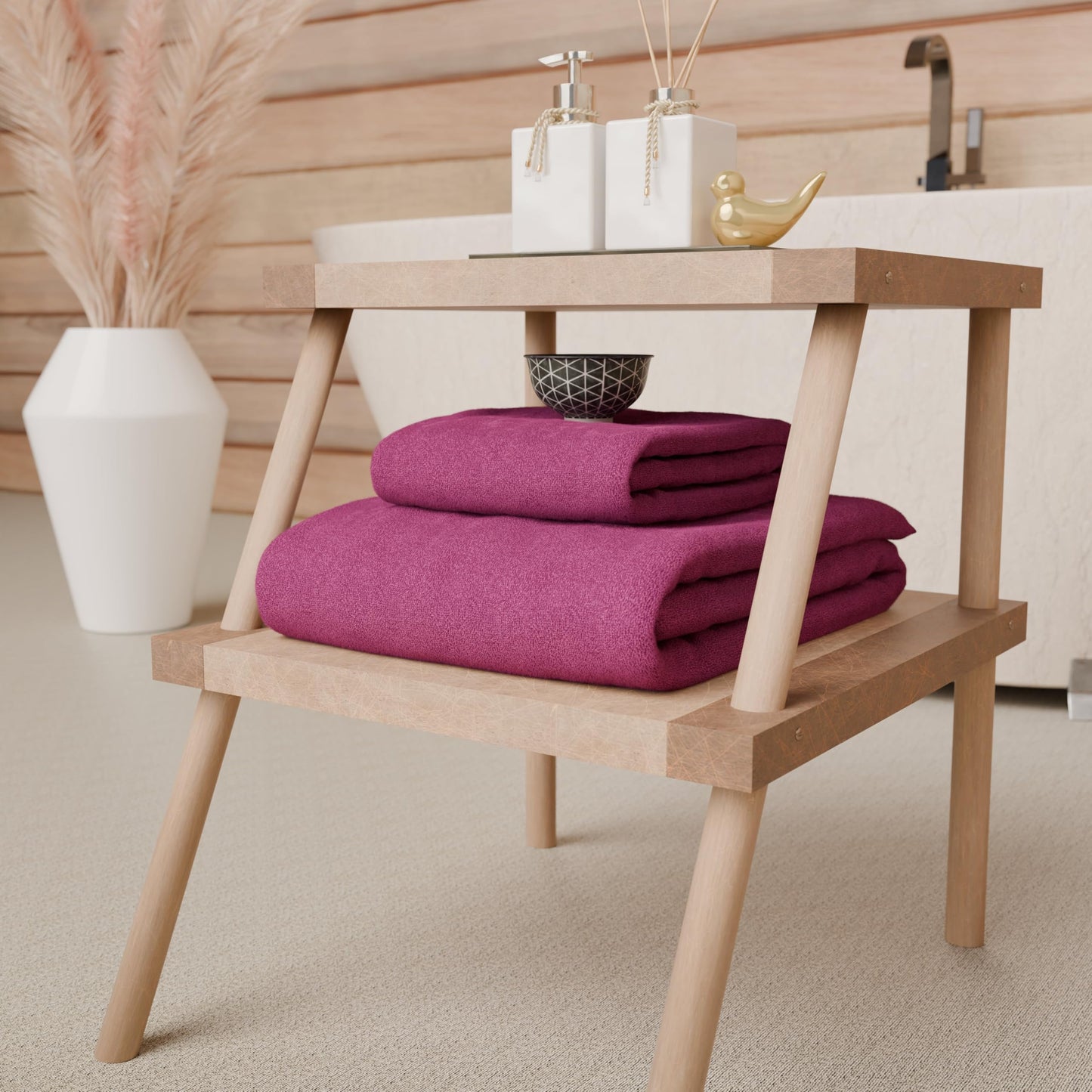 PETTI Artigiani Italiani - 100% Cotton Terry Bath Towels, 2+2 Towel Set, 4 Pieces 2 Face Towels and 2 Hand Towels, Fuchsia Towels