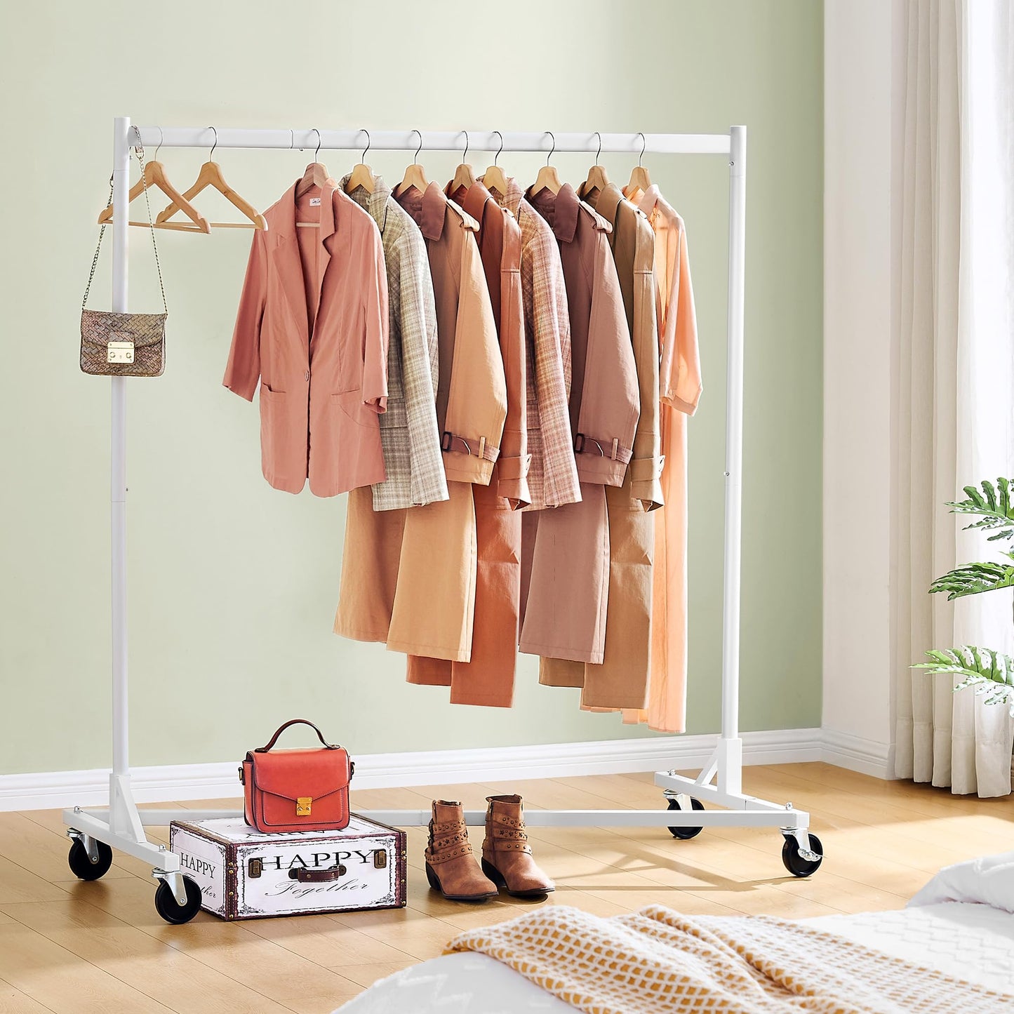Hoctieon Z Rack, Rolling Clothes Racks with Z-Base, Heavy Duty Garment Rack, Clothing Racks for Hanging Clothes, Sturdy Metal Hanging Holder