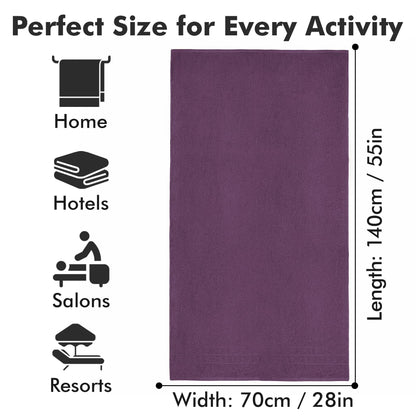 Novo Home Bath Towels Set of 4 – 550 GSM 100% Cotton Dark Purple Extra Large Towels for Bathroom, Spa Use 70x140 cm