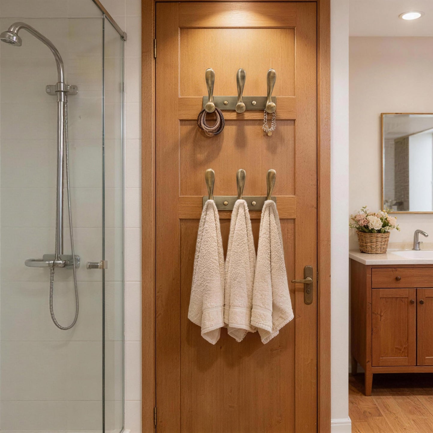 HONSKY Wall Coat Rack, Towel Rack,Metal Wall Coat Hanger with 3 Double Hooks (6 Hook), for Hanging Coat, Hat, Bag, in Hallway Entryway, Bronze
