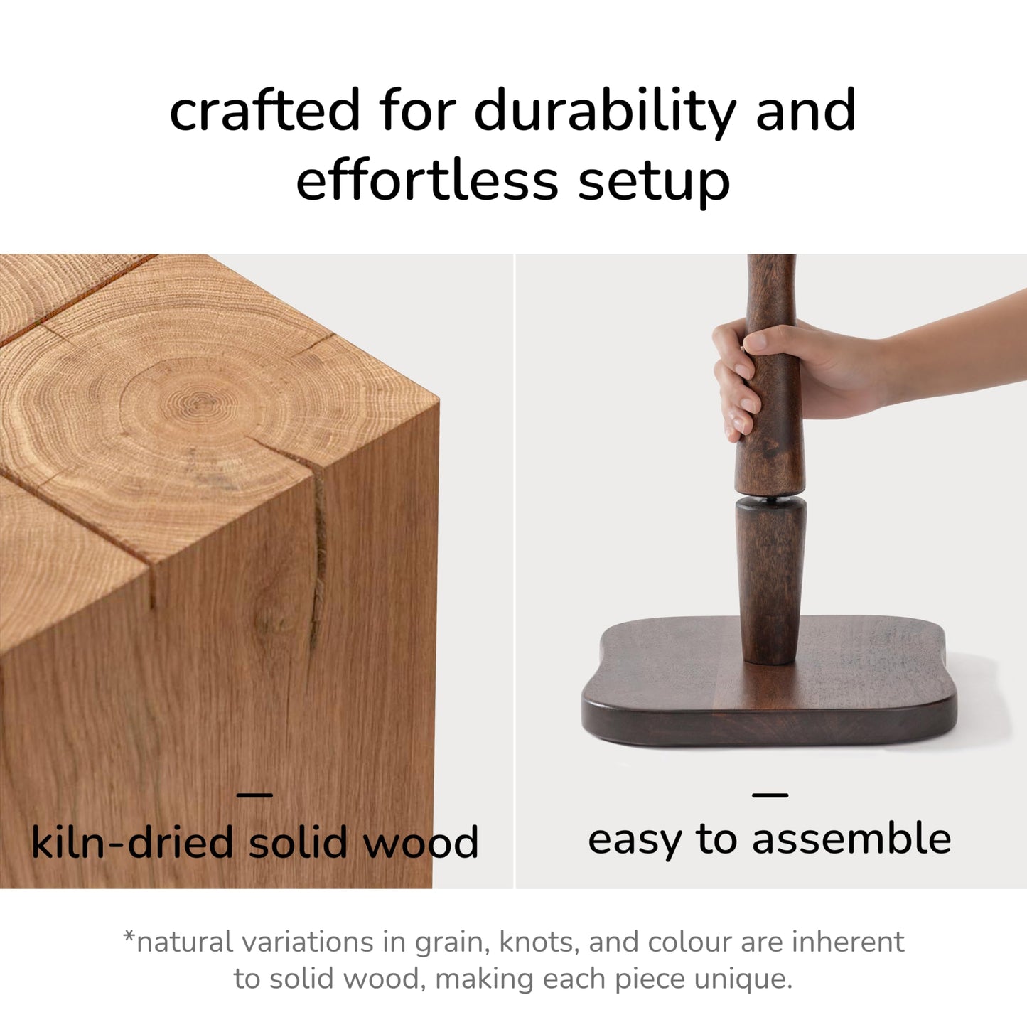 MH London Destiny Square Side End Table - 56cm Tall Solid Mango Wood Accent Table - Handmade Dark Espresso Nightstand for Living Room