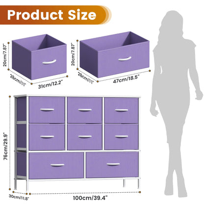 GoaHi Chest of Drawers, Fabric Dressers with Metal Frame and MDF Wooden Top Board, Adjustable Feet, Anti-Tip Safety
