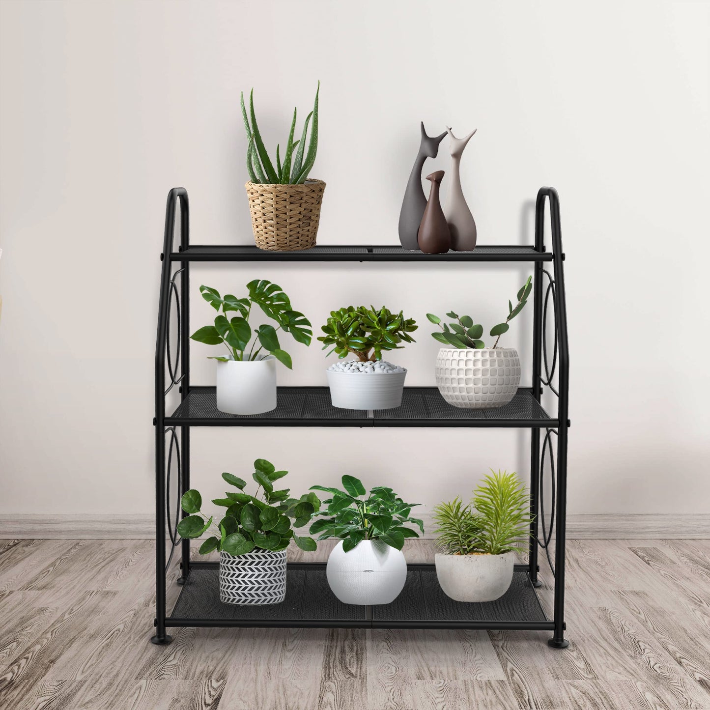 VyGrow Plant Stand, 3-Tier Plant Rack for Indoor and Outdoor Use, Heavy Duty Metal Plant Stand Holder Rack for Outdoor Living Room, Balcony and