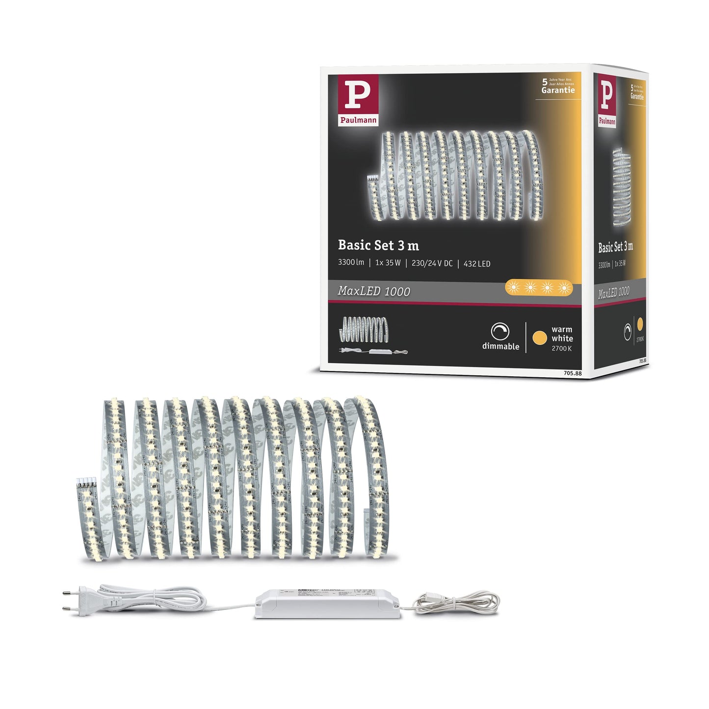 Function MaxLED 1000 Basicset 3m Warm White 40W 230/24V 75VA Silver